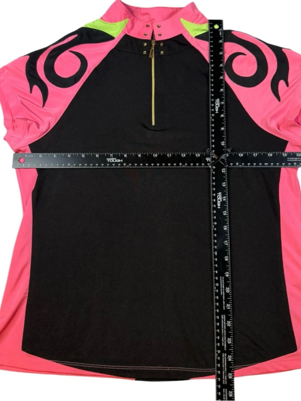 Jamie Sadock Top Womens L Pink Black Flame Zip Mock Neck Y2K Golf Athletic Shirt - Picture 8 of 8